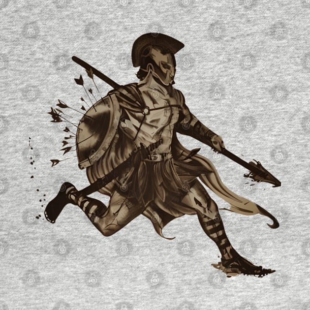 Spartan soldier (design) freehand drawing with filters. by The Birth Of Optima